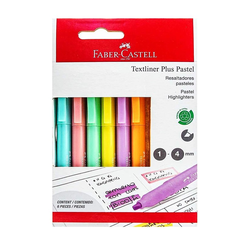 TEXTLINER PLUS PASTEL X6 557367 FABER PERU