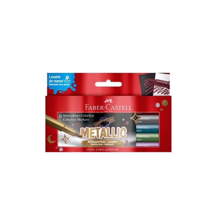 MARCADOR COLORFEST METALICO X6 654405 FABER PERU